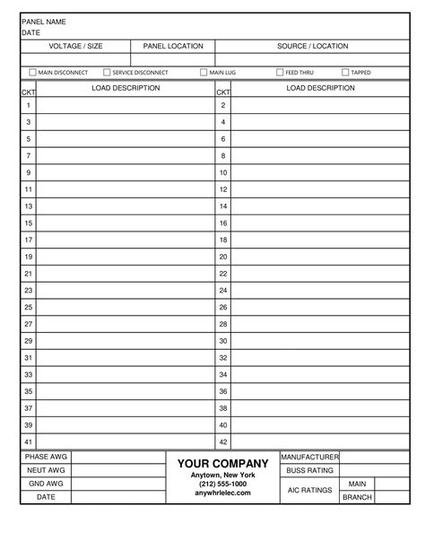 electrical panel box template|free pdf electrical panel template.